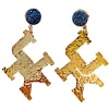 Kentucky Gold Logo Earrings with Blue Druzy-Brianna Cannon Fashion