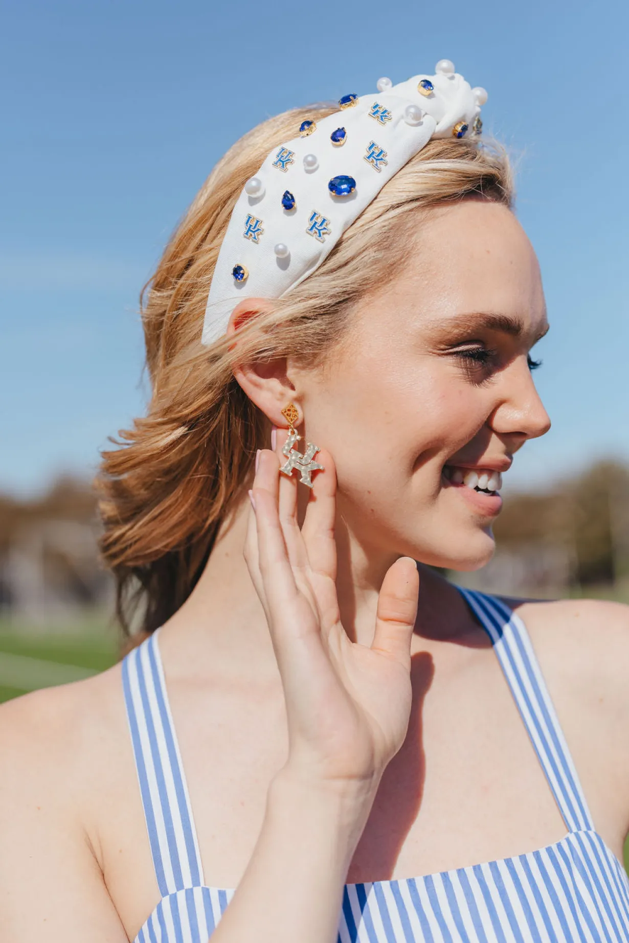 kentucky_gold_logo_earrin_1.webp Kentucky Gold Logo Earring with BC Logo-Brianna Cannon Sale
