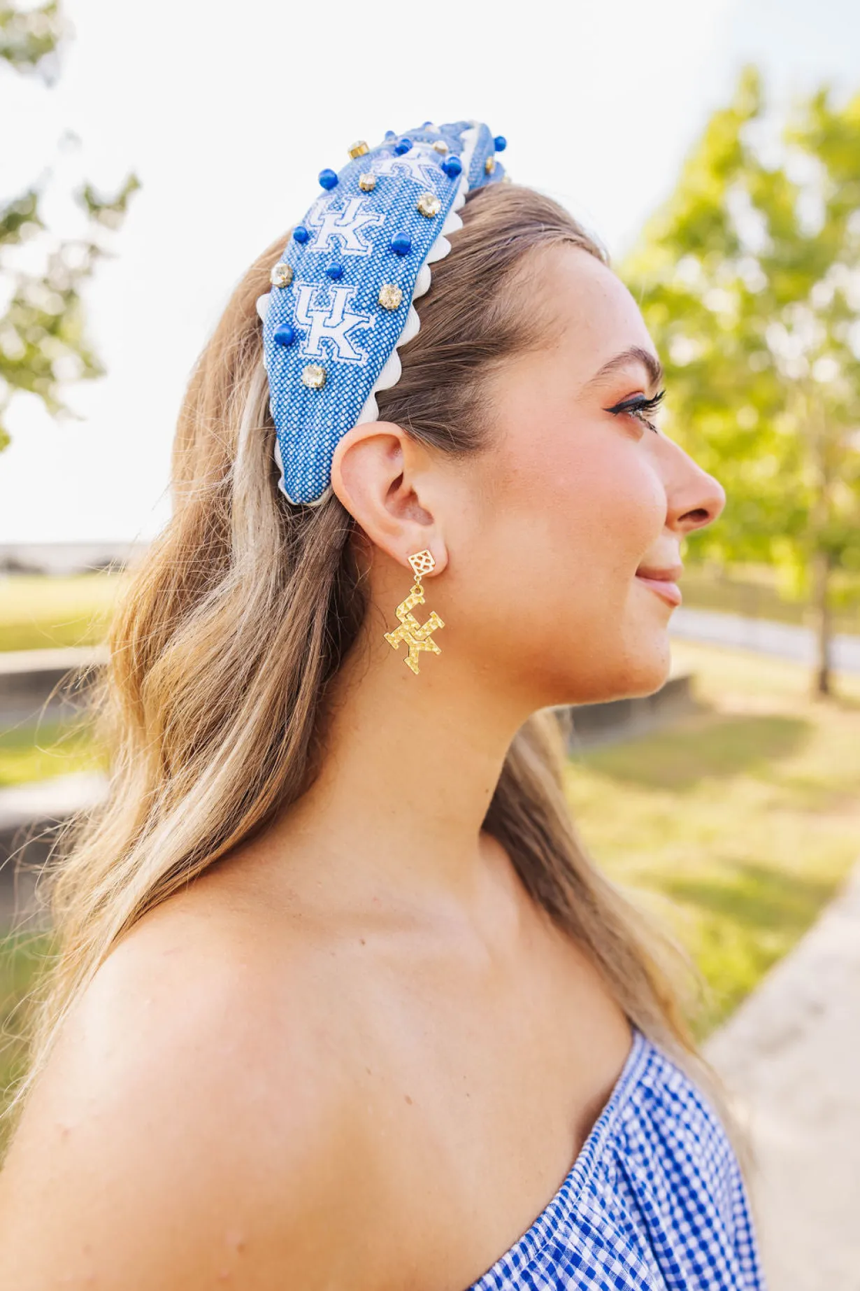kentucky_gold_logo_earrin_3.webp Kentucky Gold Logo Earring with BC Logo-Brianna Cannon Sale