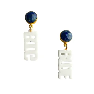 Kentucky Mini White BIG BLUE Earrings-Brianna Cannon Online