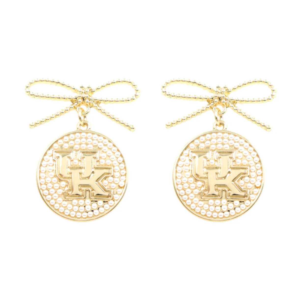 kentucky_pearl_bow_medall_0.webp Kentucky Pearl Bow Medallion Earrings-Brianna Cannon Discount