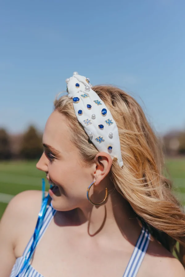 Kentucky White Logo Headband-Brianna Cannon Clearance