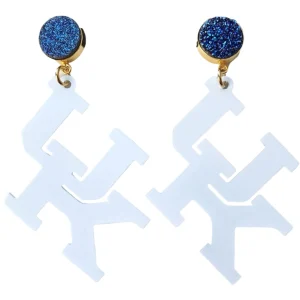 Kentucky White UK Earrings with Blue Druzy-Brianna Cannon Online