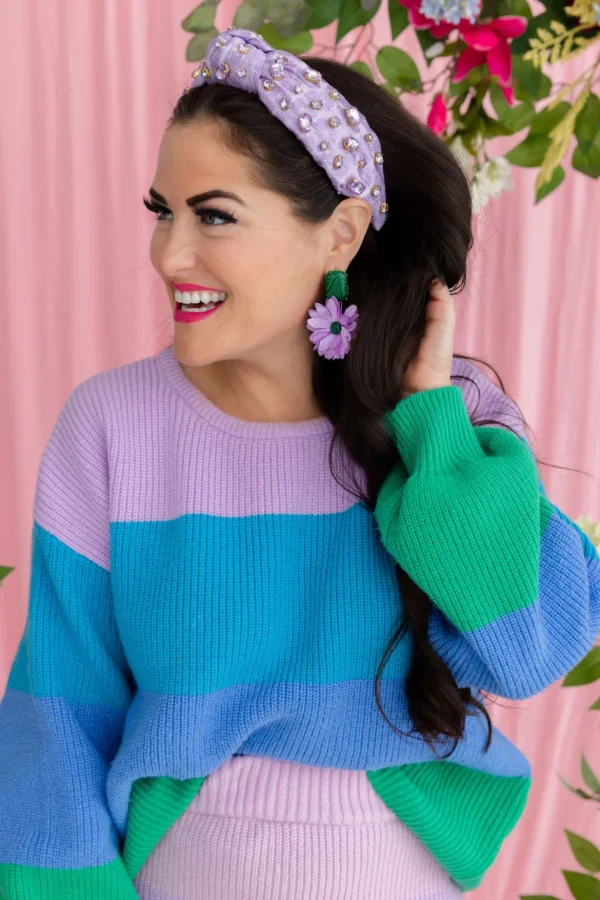 Lavender and Green Flower Earrings-Brianna Cannon Discount