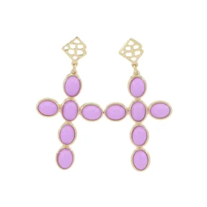 Lavender Cabochon Cross Earrings-Brianna Cannon Discount