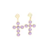 Lavender Crystal Cross Earrings-Brianna Cannon Hot