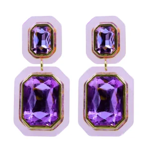 Lavender Crystal Drop Earrings-Brianna Cannon Outlet