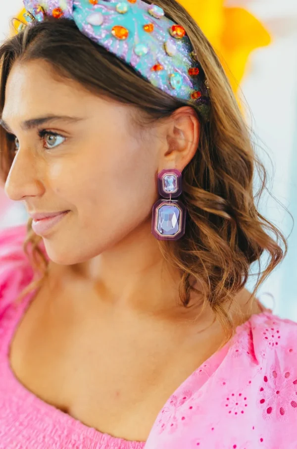 Lavender Crystal Drop Earrings-Brianna Cannon Outlet