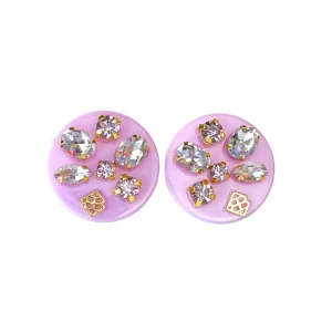 Lavender Purple Resin Dot Studs with Lavender Crystals-Brianna Cannon Hot