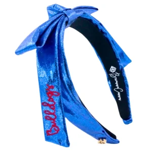 Louisiana Tech Blue Thin Embroidered Ribbon Bow Headband-Brianna Cannon Hot