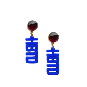 Louisiana Tech Mini Blue HBTD Earrings-Brianna Cannon Hot