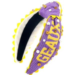 LSU Adult Size GEAUX TIGERS Cross Stitch Headband-Brianna Cannon Fashion