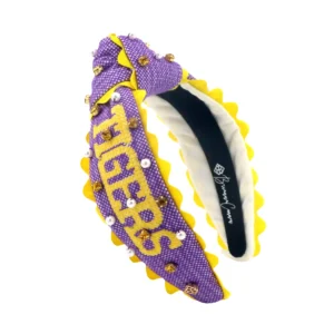 LSU Child Size GEAUX TIGERS Cross Stitch Headband-Brianna Cannon Outlet