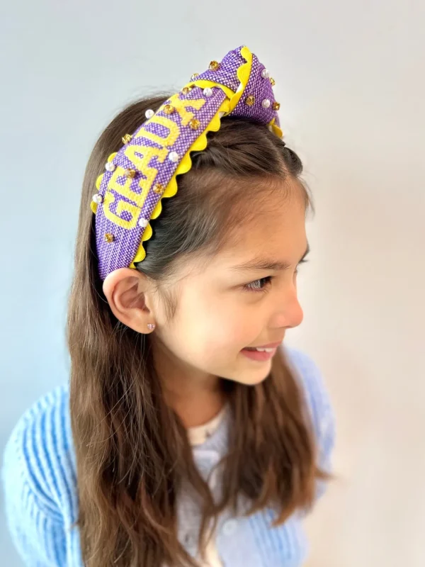 LSU Child Size GEAUX TIGERS Cross Stitch Headband-Brianna Cannon Outlet