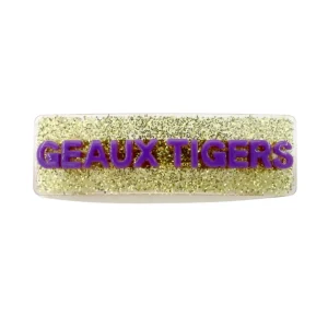 LSU Gold GEAUX TIGERS Rectangle Barrette Clip-Brianna Cannon Outlet
