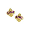 LSU Gold Glitter & Purple LSU Fleur de Lis Stud-Brianna Cannon Fashion