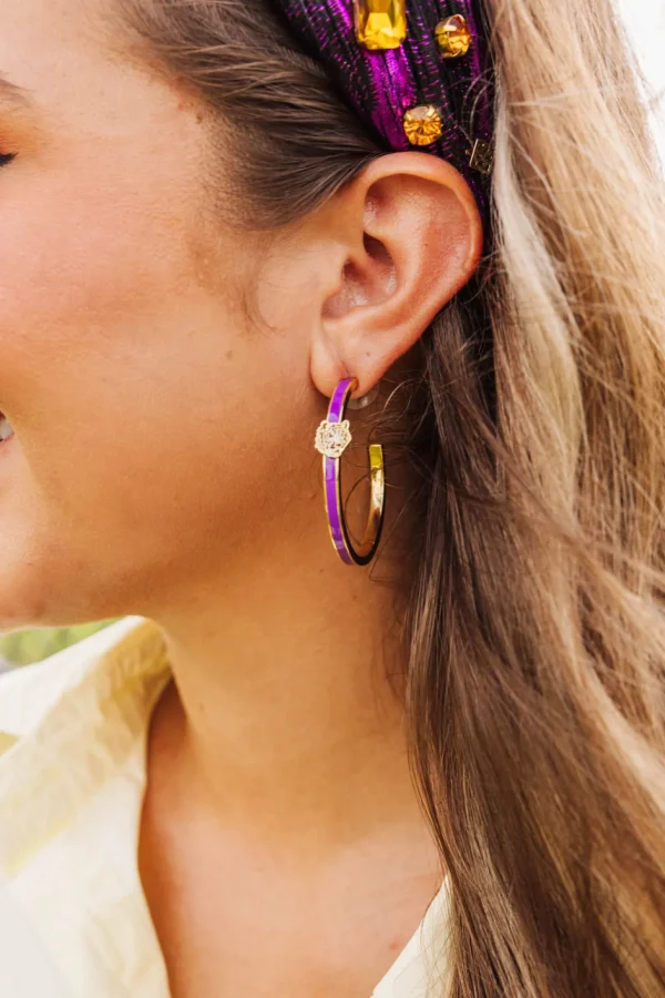 LSU Logo Hoop Earrings-Brianna Cannon Fashion