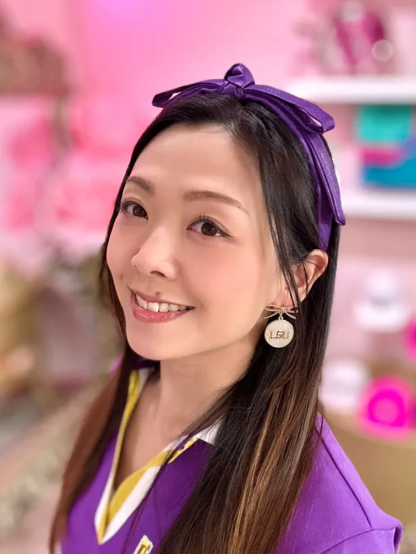 LSU Pearl Bow Medallion Earrings-Brianna Cannon Discount