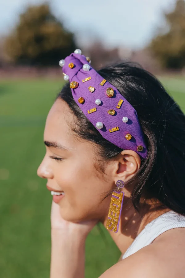 LSU Purple Logo Headband-Brianna Cannon Fashion