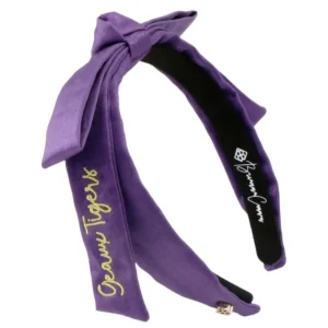 LSU Purple Thin Embroidered Ribbon Bow Headband-Brianna Cannon Fashion