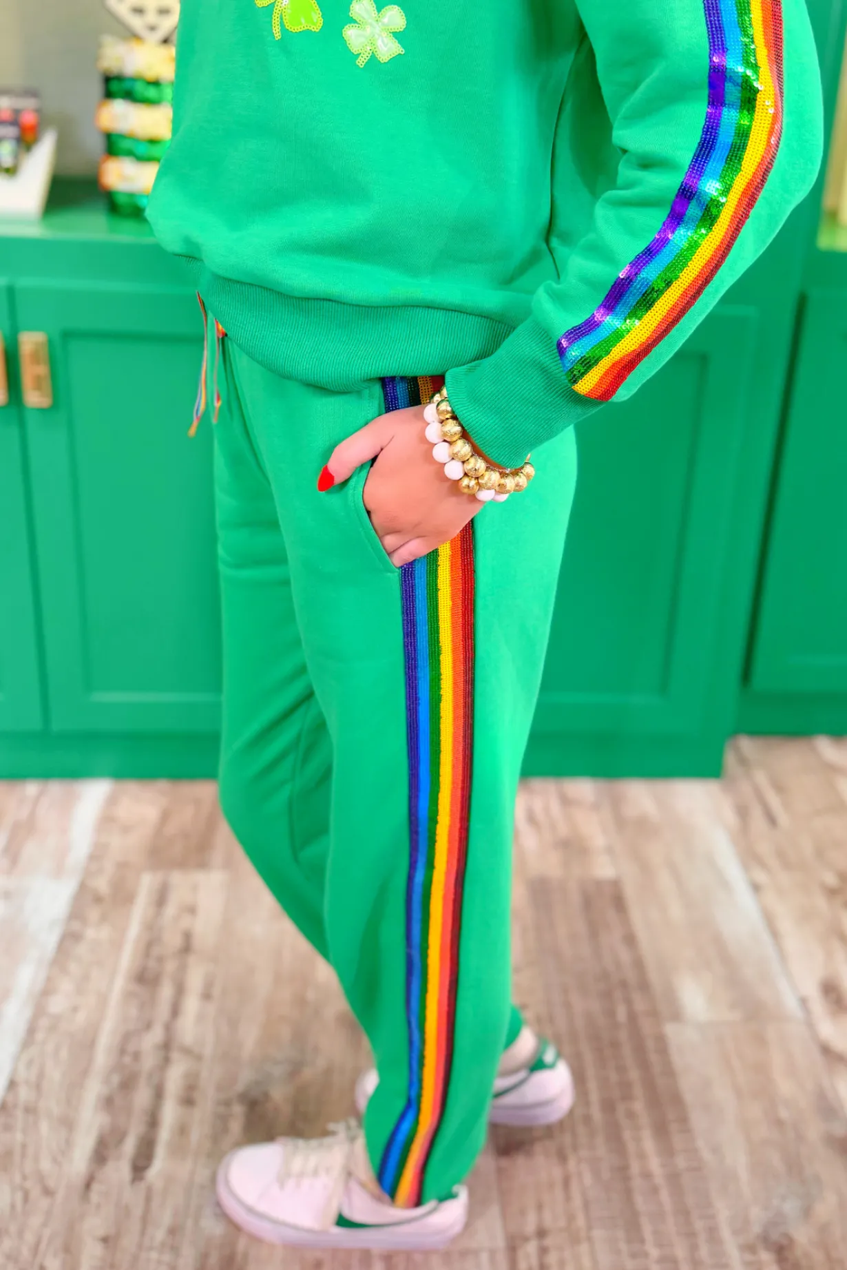 lucky_clover_rainbow_stri_4.webp Lucky Clover Rainbow Stripe Sweatpants-Brianna Cannon New