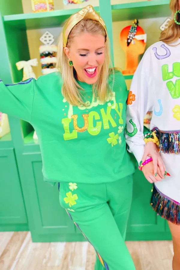 Lucky Clover Rainbow Stripe Sweatpants-Brianna Cannon New