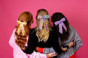 Metallic Iridescence Brocade Bow Barrette With Crystals-Brianna Cannon Fashion