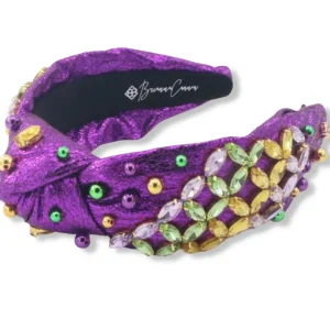 Metallic Purple Mardi Gras Headband with Crystals & Beads-Brianna Cannon Discount