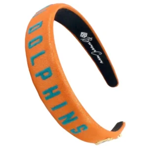 Miami Dolphins Thin Embroidered Headband-Brianna Cannon Outlet