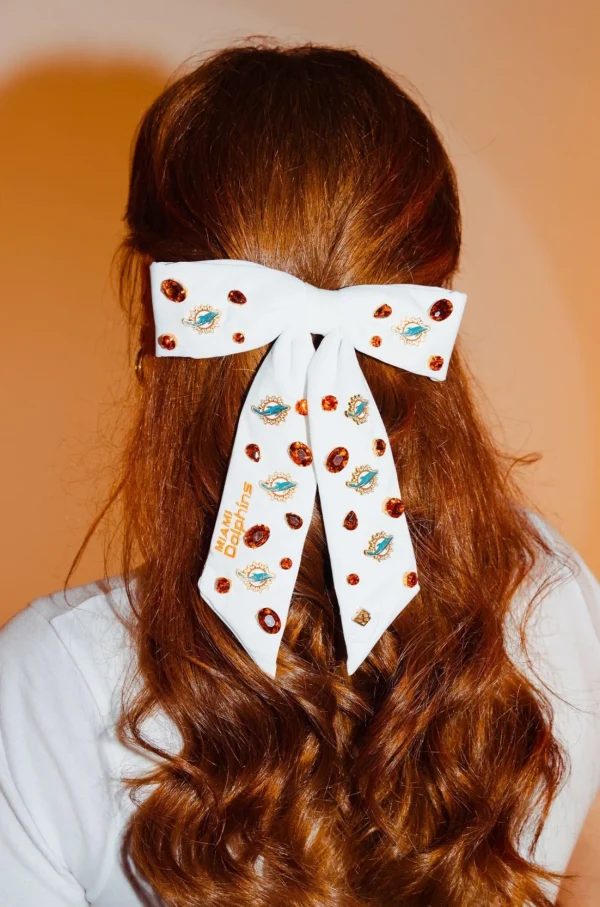 Miami Dolphins White Bow Barrette-Brianna Cannon Hot