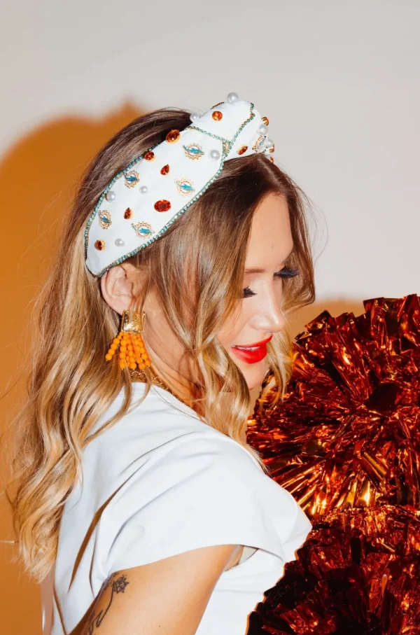 Miami Dolphins White Logo Headband-Brianna Cannon Fashion