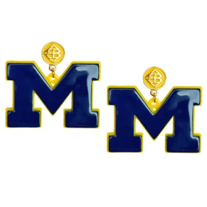 Michigan Blue Logo Earrings-Brianna Cannon Outlet