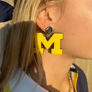 Michigan Maize Logo Earrings-Brianna Cannon Discount
