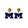 Michigan Mini Blue Logo Earrings-Brianna Cannon Fashion