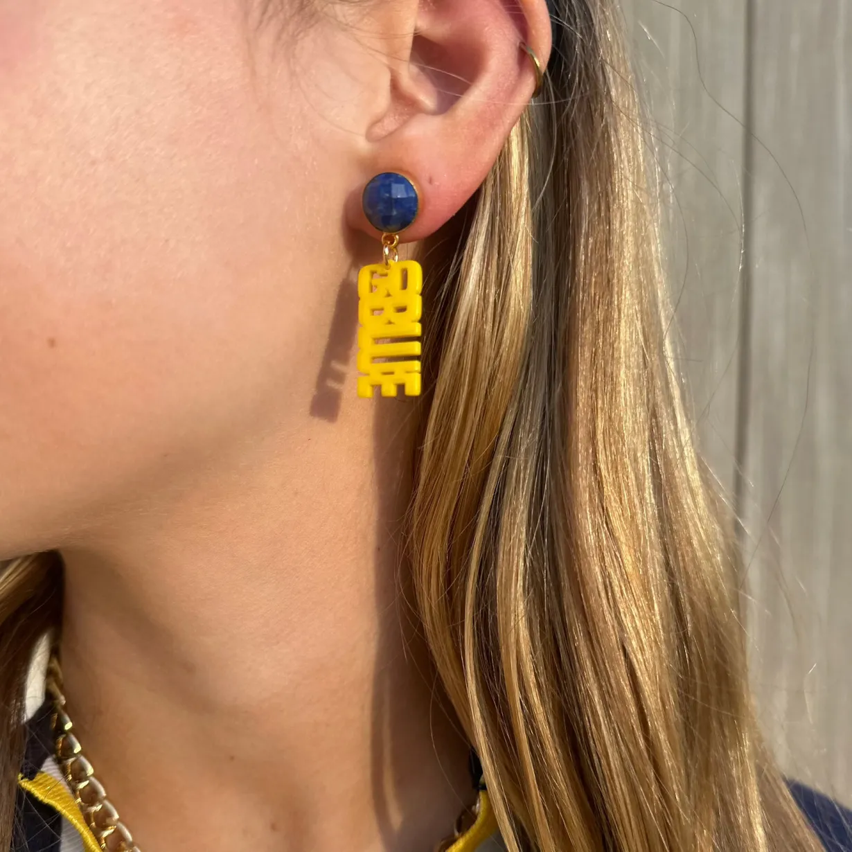 michigan_mini_maize_go_bl_1.webp Michigan Mini Maize GO BLUE Earrings-Brianna Cannon Fashion
