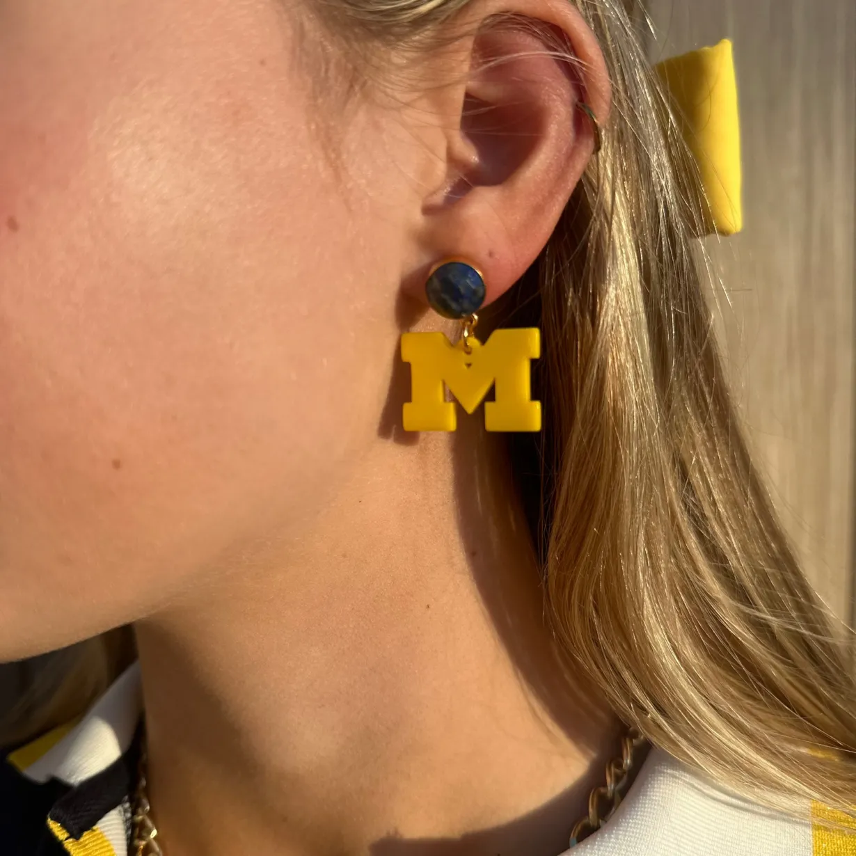 michigan_mini_maize_logo__1.webp Michigan Mini Maize Logo Earrings-Brianna Cannon New
