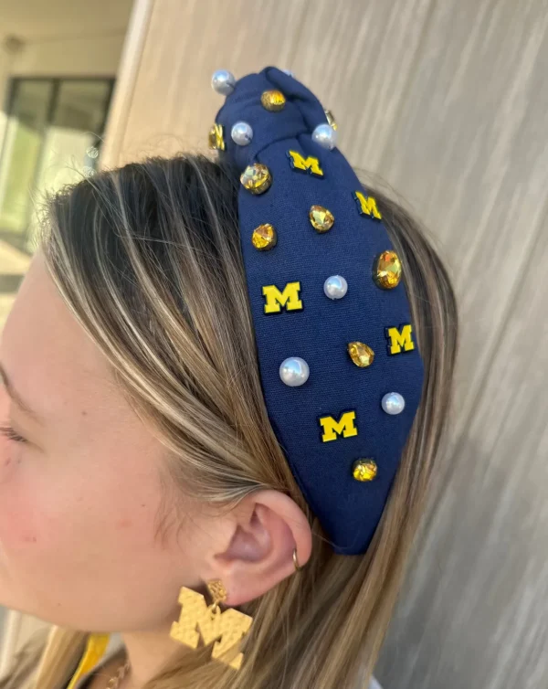 Michigan Navy Logo Headband-Brianna Cannon Fashion