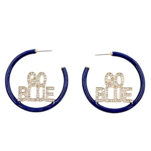 Michigan Navy Pavé Hoop Earrings-Brianna Cannon Discount