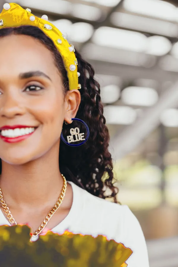 Michigan Navy Pavé Hoop Earrings-Brianna Cannon Discount