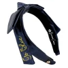 Michigan Navy Thin Embroidered Ribbon Bow Headband-Brianna Cannon Sale