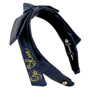 Michigan Navy Thin Embroidered Ribbon Bow Headband-Brianna Cannon Sale