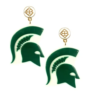 Michigan State Green Logo Earrings-Brianna Cannon Clearance