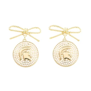 Michigan State Logo Pearl Medallion Earring-Brianna Cannon Hot