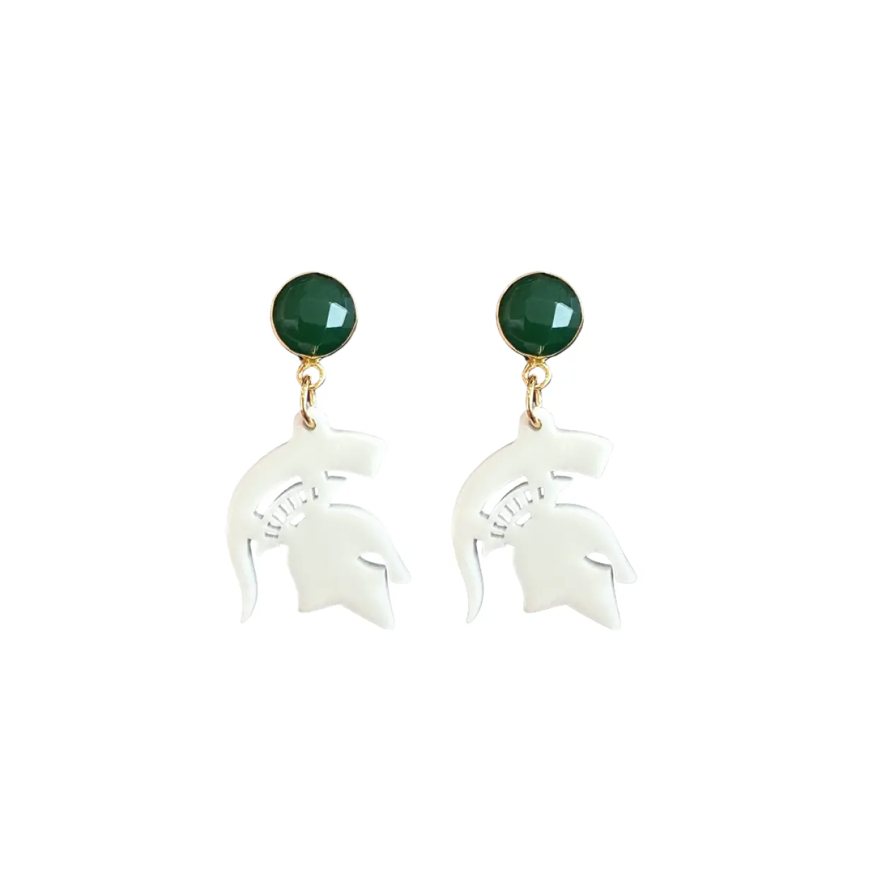 michigan_state_mini_white_0.webp Michigan State Mini White Spartan Logo Earrings-Brianna Cannon Best