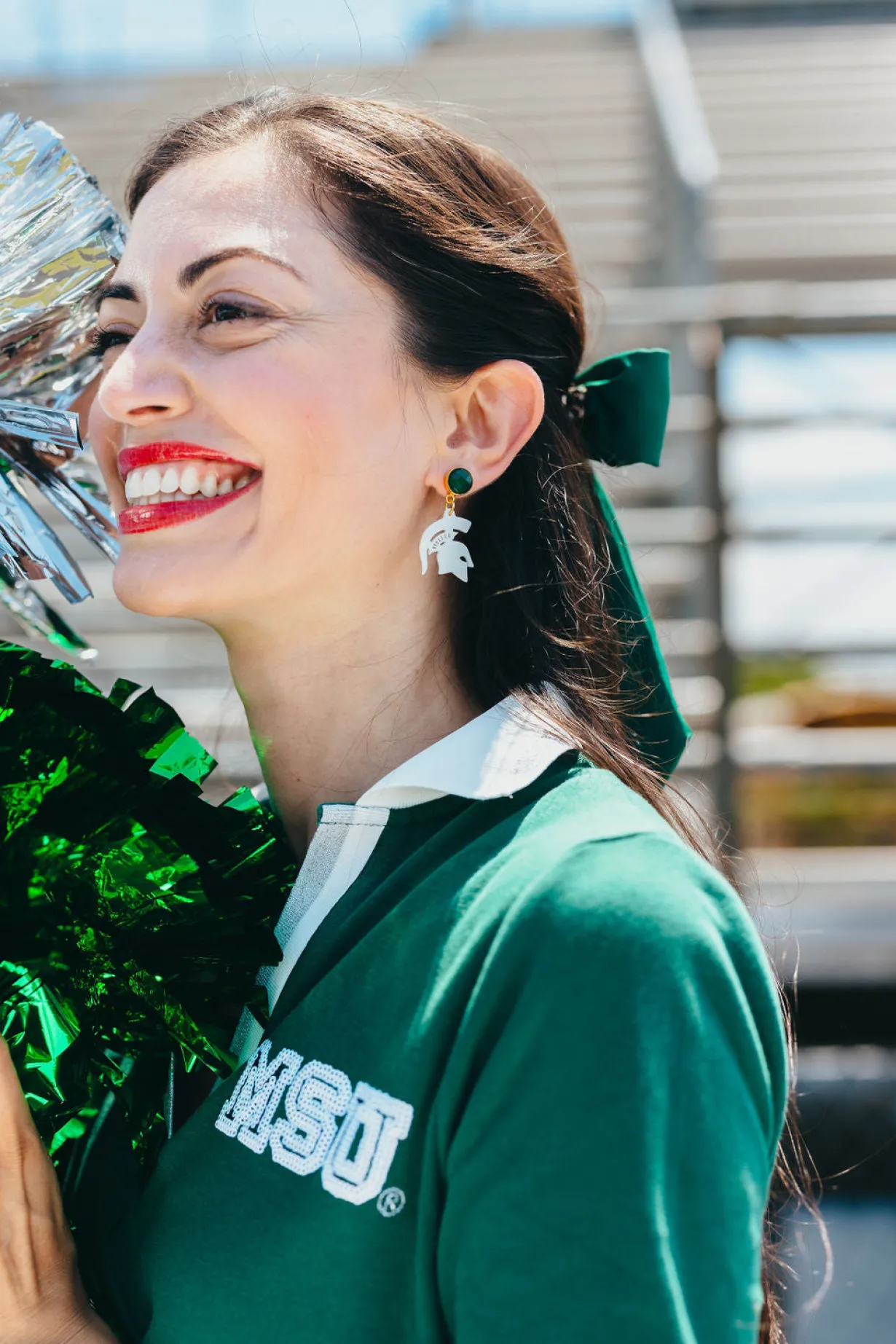 michigan_state_mini_white_1.webp Michigan State Mini White Spartan Logo Earrings-Brianna Cannon Best