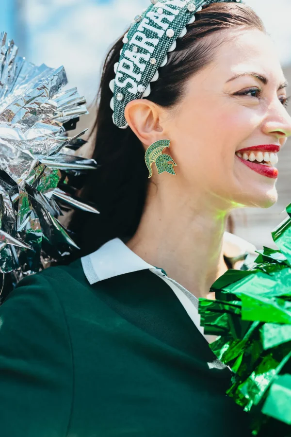 Michigan State Pavé Logo Studs-Brianna Cannon Hot