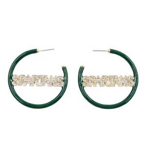 Michigan State SPARTANS Green Pavé Hoop Earrings-Brianna Cannon Sale