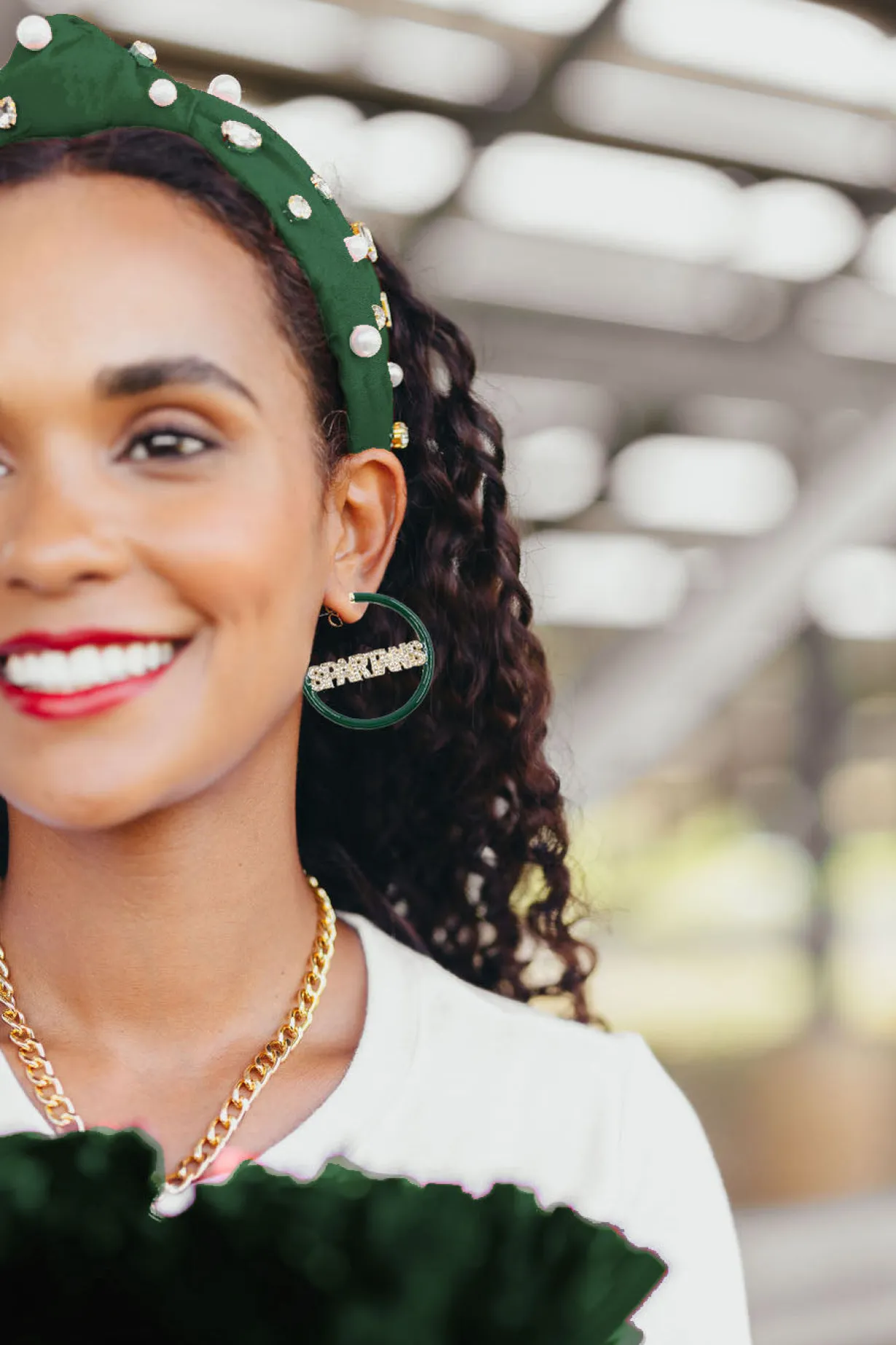 michigan_state_spartans_g_1.webp Michigan State SPARTANS Green Pavé Hoop Earrings-Brianna Cannon Sale