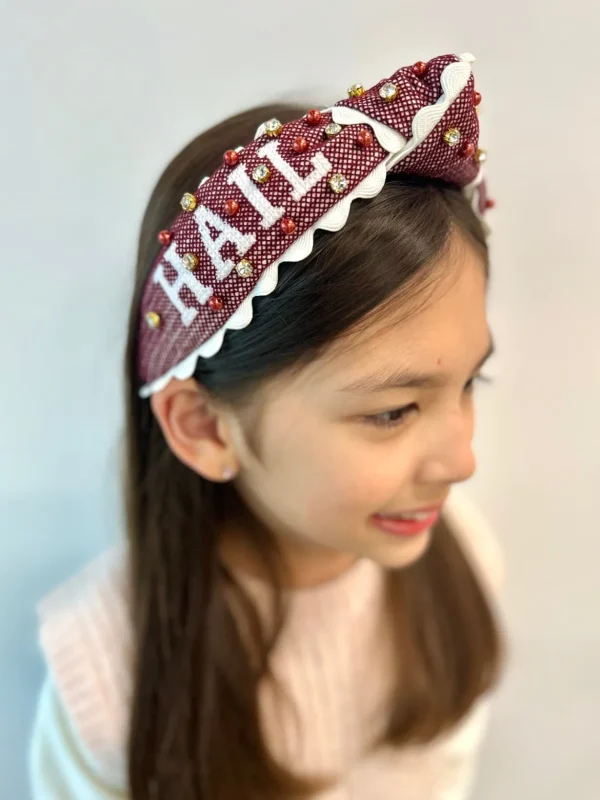 Mississippi State Child Size HAIL STATE Cross Stitch Headband-Brianna Cannon Outlet