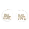 Mississippi State HAIL STATE White Pavé Hoop Earrings-Brianna Cannon Online